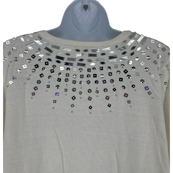 Quacker Factory Faux Twin Set Button-Up Cardigan With Rhinestones Size XL - Picture 6 of 9